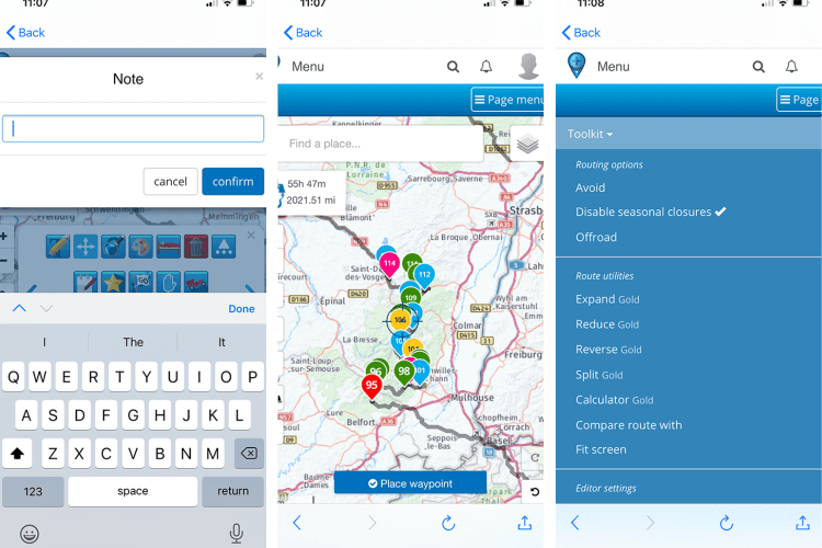 personalising routes - motorcycle ride route planner