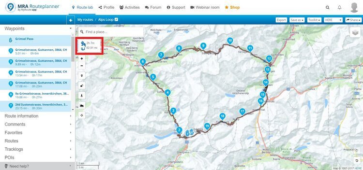 grimsel, susten and furka pass route - motorcycle route planner