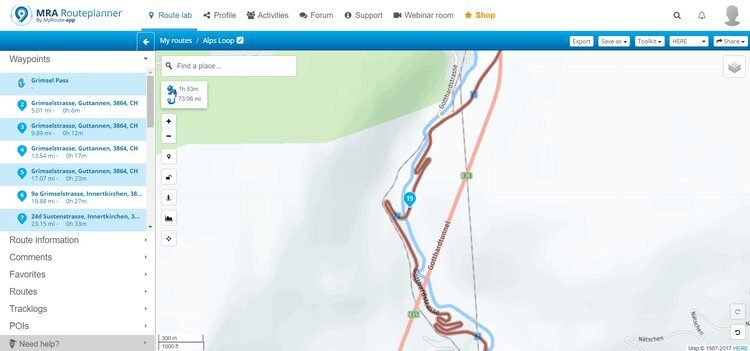 corrected waypoint and route