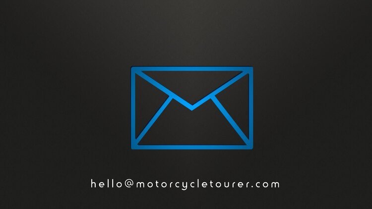 email symbol with motorcycle tourer email address
