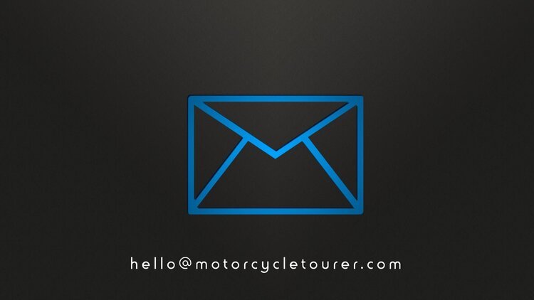 email symbol with motorcycle tourer email address