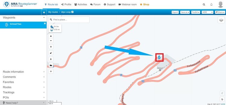 moving waypoint - motorcycle route planner