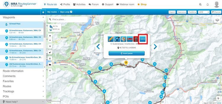 more waypoint options - motorcycle route planner