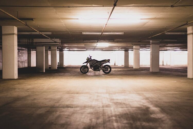 parked up motorcycle underground