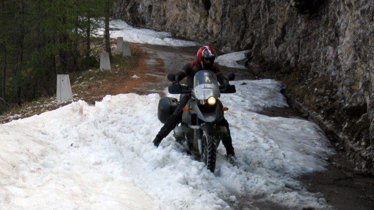motorcycle riding through water