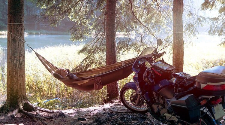 motorcycle and hammock