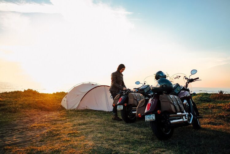 motorbike travel tent - equipment needed on a motorcycle tour