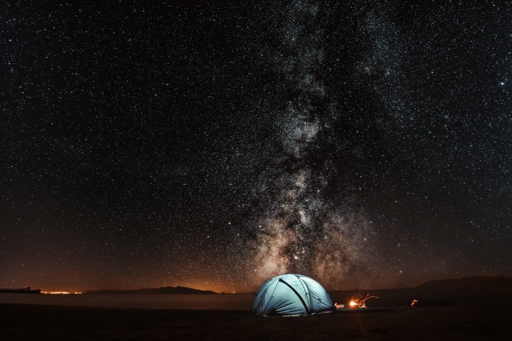 motorcycle and tent
