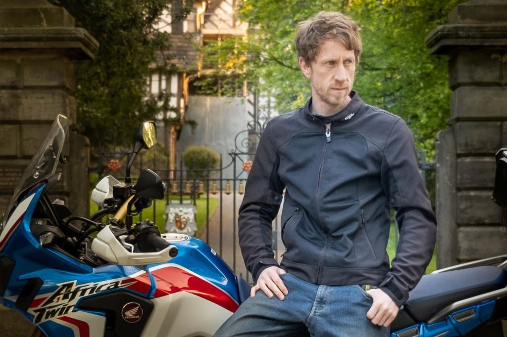 rider with motorcycle jacket