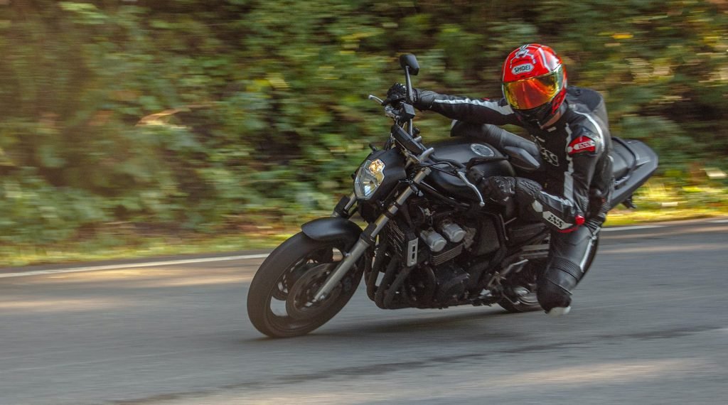 motorcycle backpack during cornering
