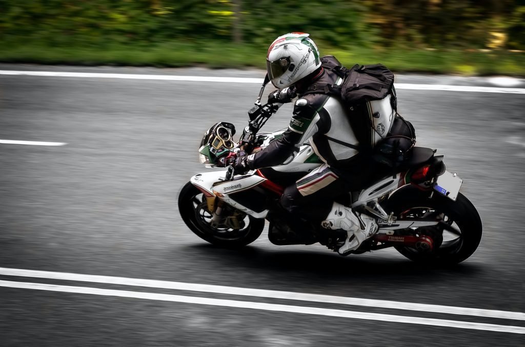 biker on bend