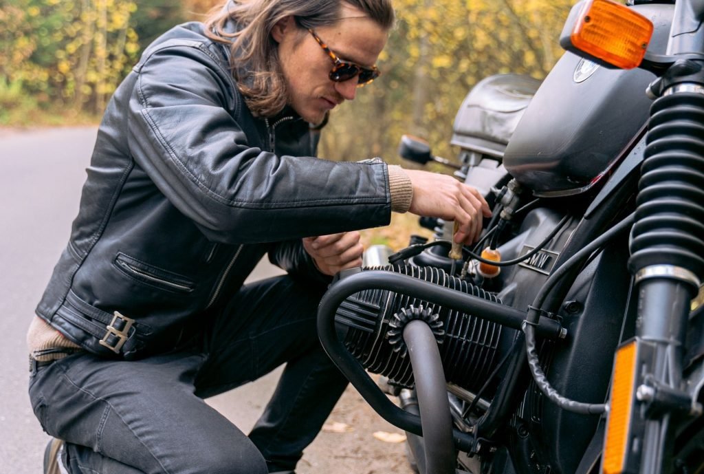 slow-speed riding for motorcycle touring - fixing bike after drop