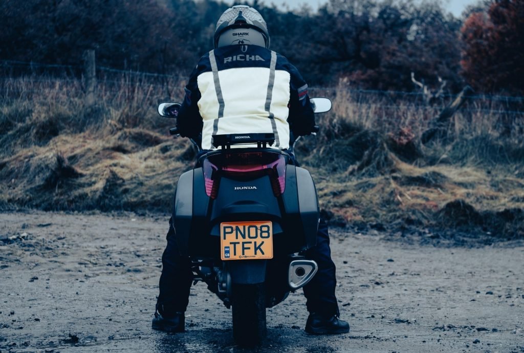 biker on gravel surface