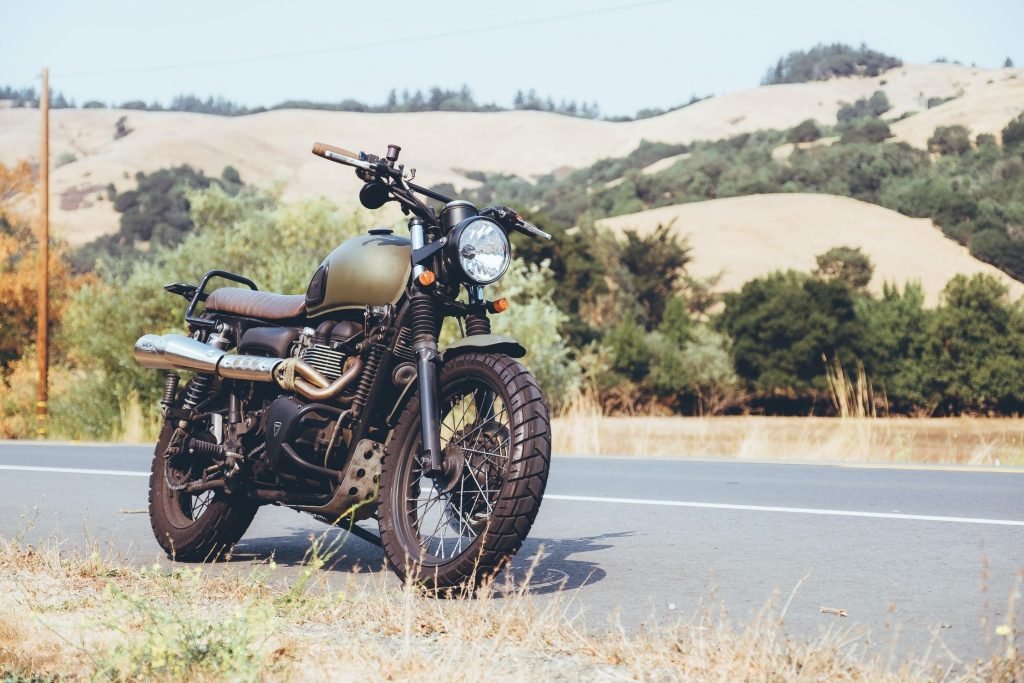 motorbike at side of road