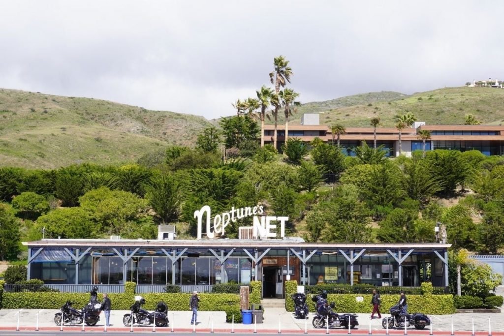 bikes at neptune's net california: motorcycle touring style