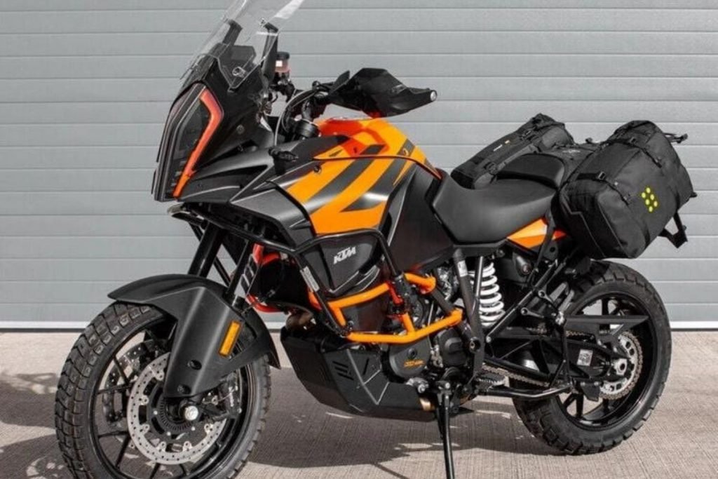 kriega soft motorcycle luggage on orange and black ktm