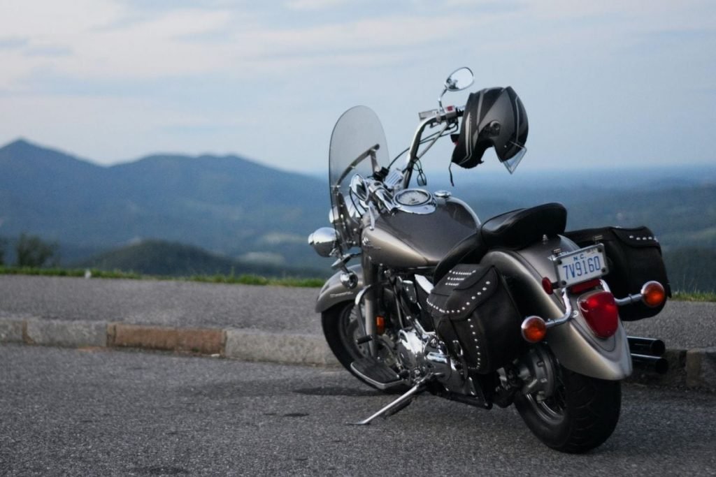 cruiser parked up with mountains in backgound