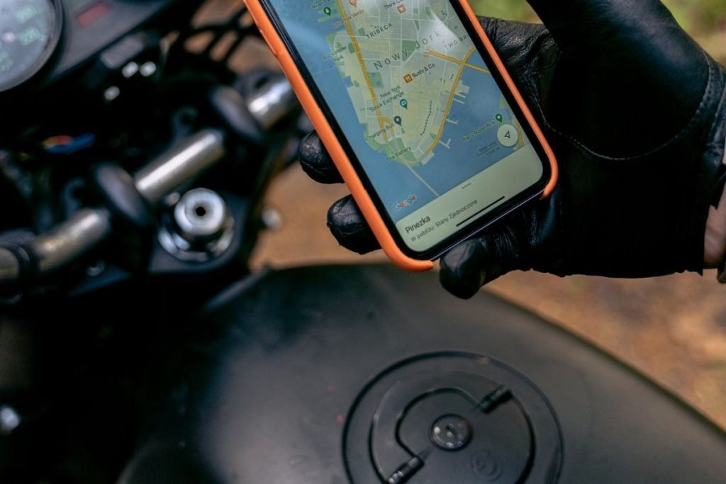 biker with gps - extra fuel on a motorcycle
