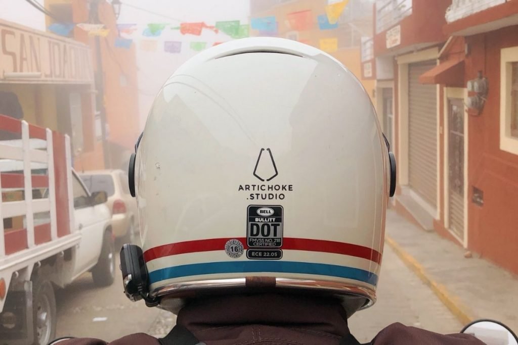helmet and intercom in city - motorcycle touring accessories