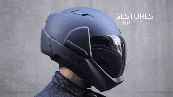 x1 gestures gif - smart motorcycle helmet