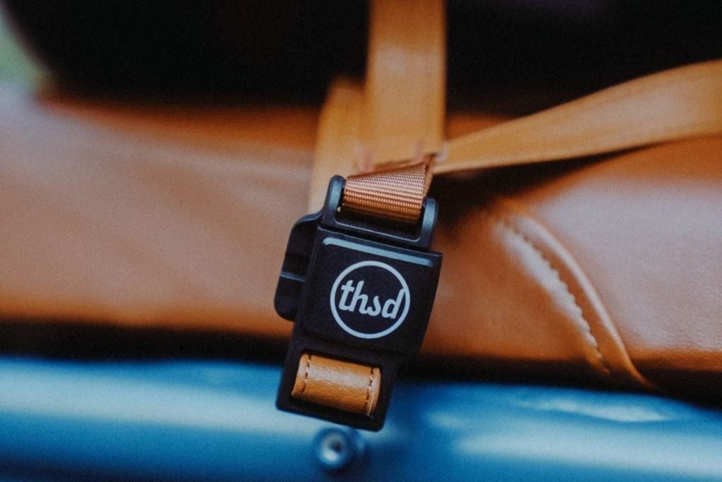 bike strap and buckle tan leather seat