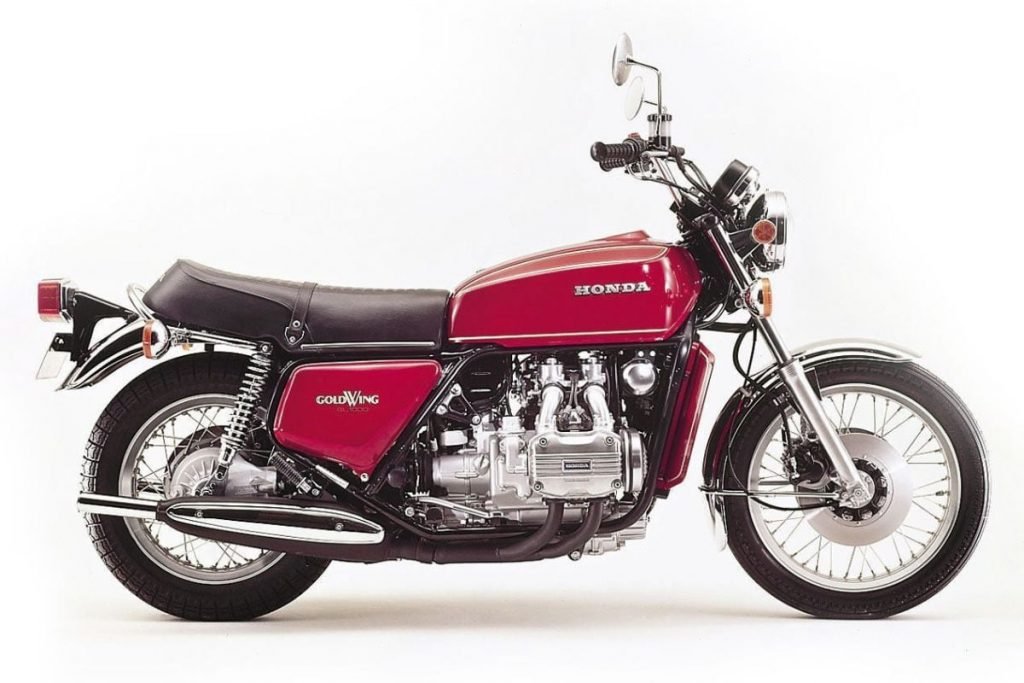 honda in red and black from 1974