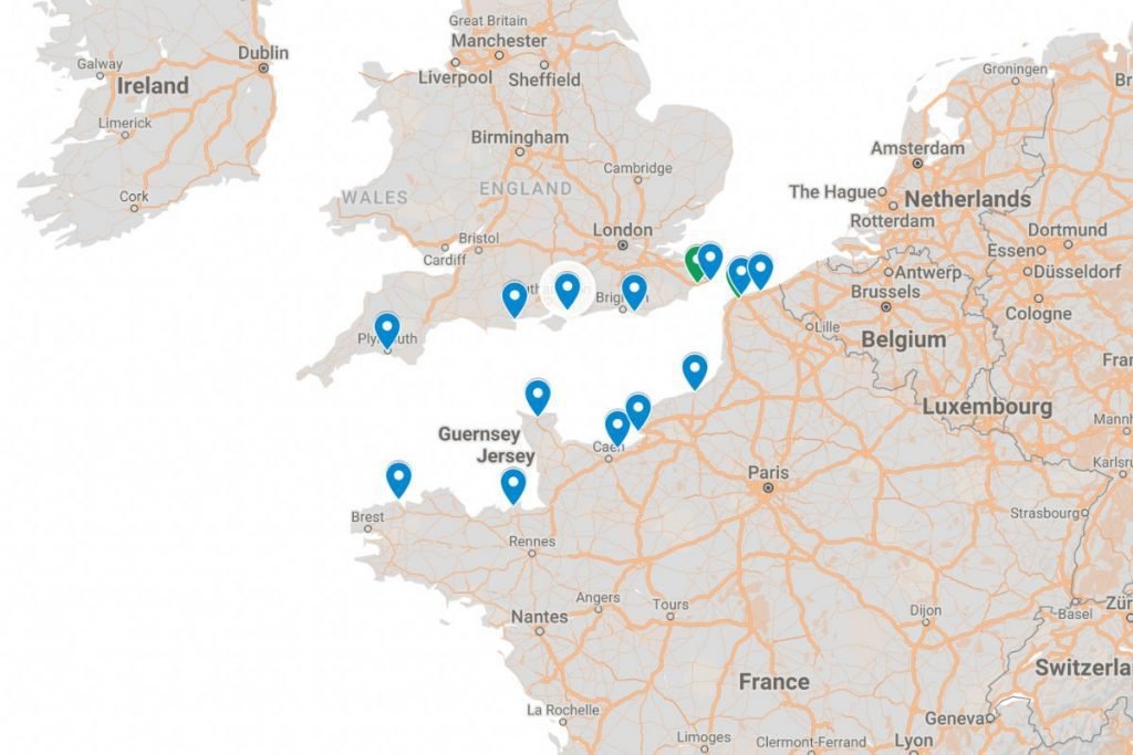 map of ferry ports in france and uk