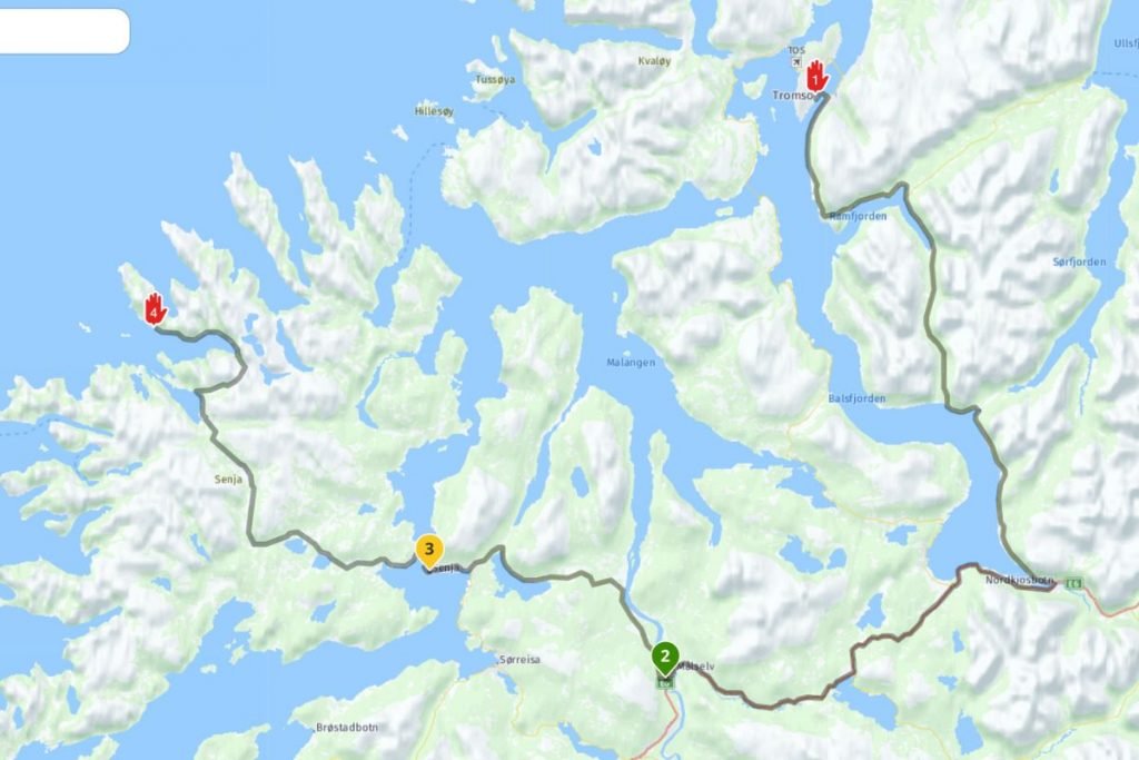 route planning process - colour coding waypoints on myroute app