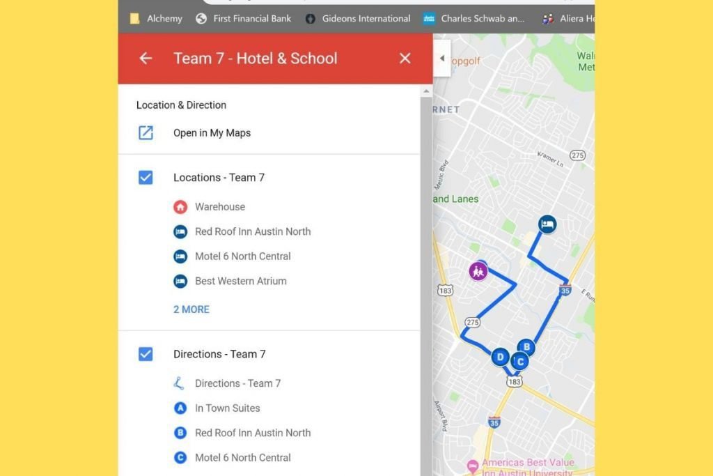 route planning process - using google mymaps