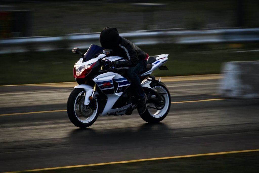motorcyclist on suzuki