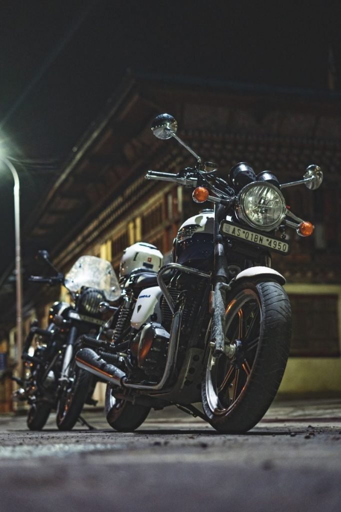 royal enfield bikes from below - motorcycle photography tips