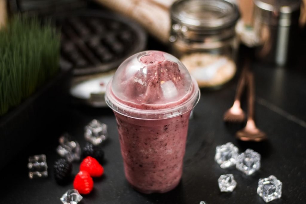 fruit slush drink in cafe