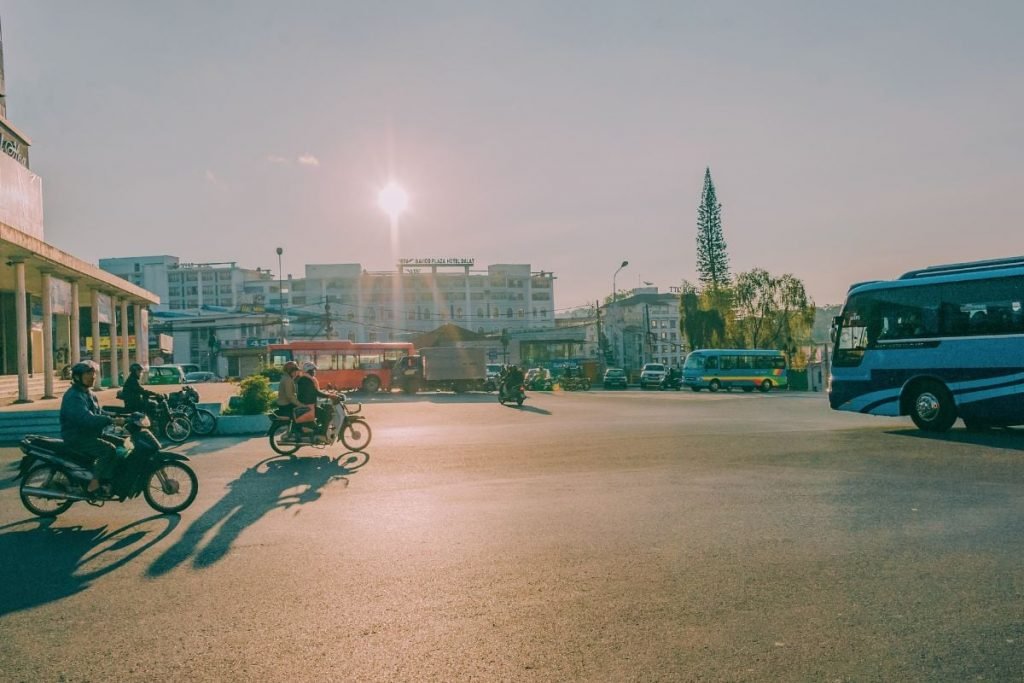 bikes in busy city with traffic - riding motorcycle heat