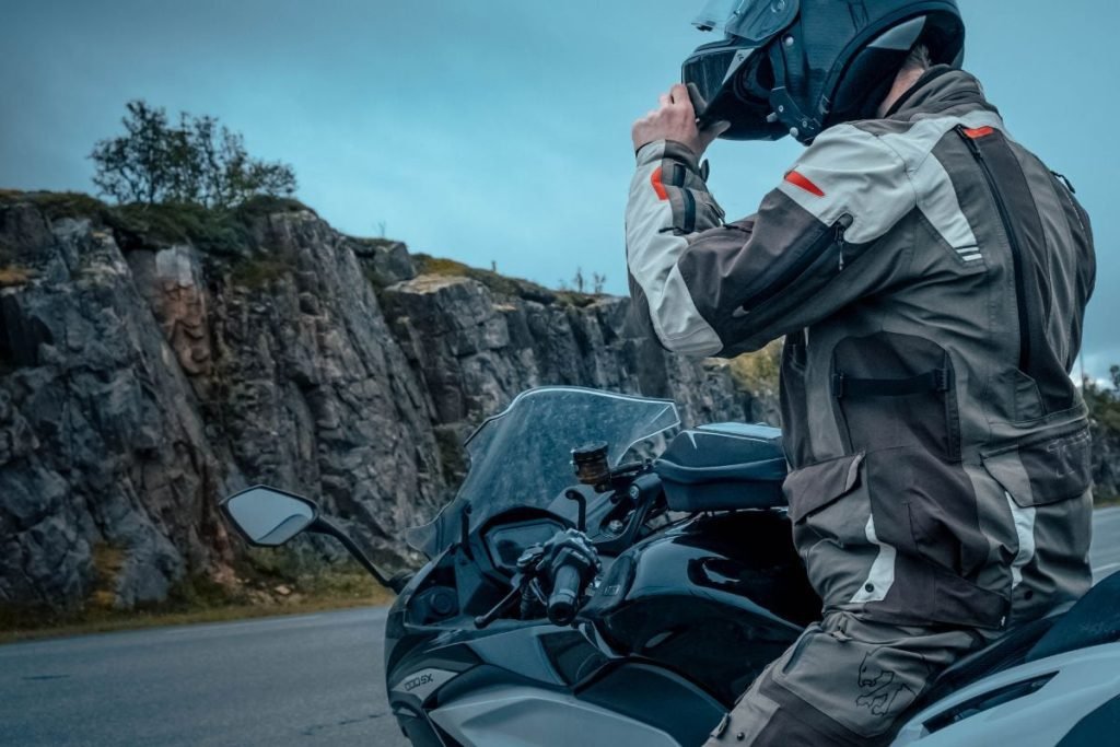 motorcycle touring norway - rider in senja