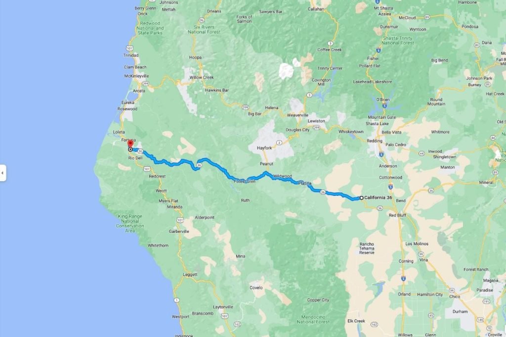 California State Route 36 - map