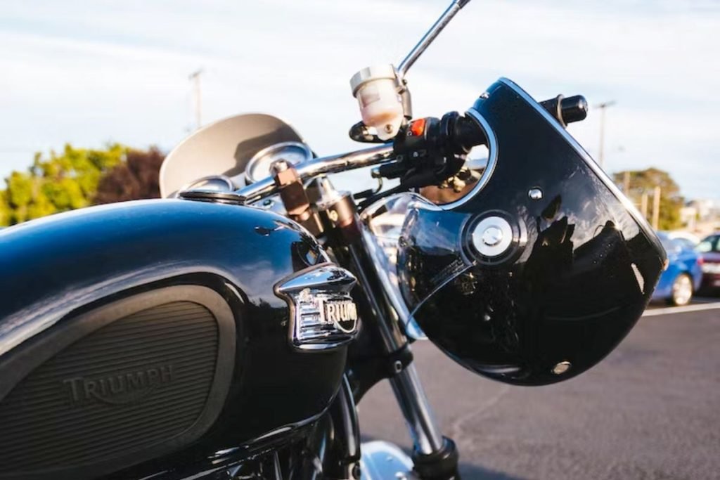 self-guided motorcycle touring - bike with helmet